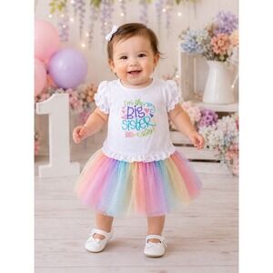 Bayou Blanks Top Girls 12m White Big Sister Ruffle Puff Sleeve 0920JB01 Cotton